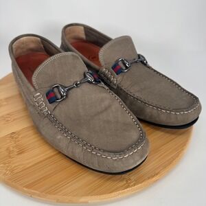 Martin Dingman Bill Horsebit Driving Loafers Mens 9.5M Grey Leather 530612